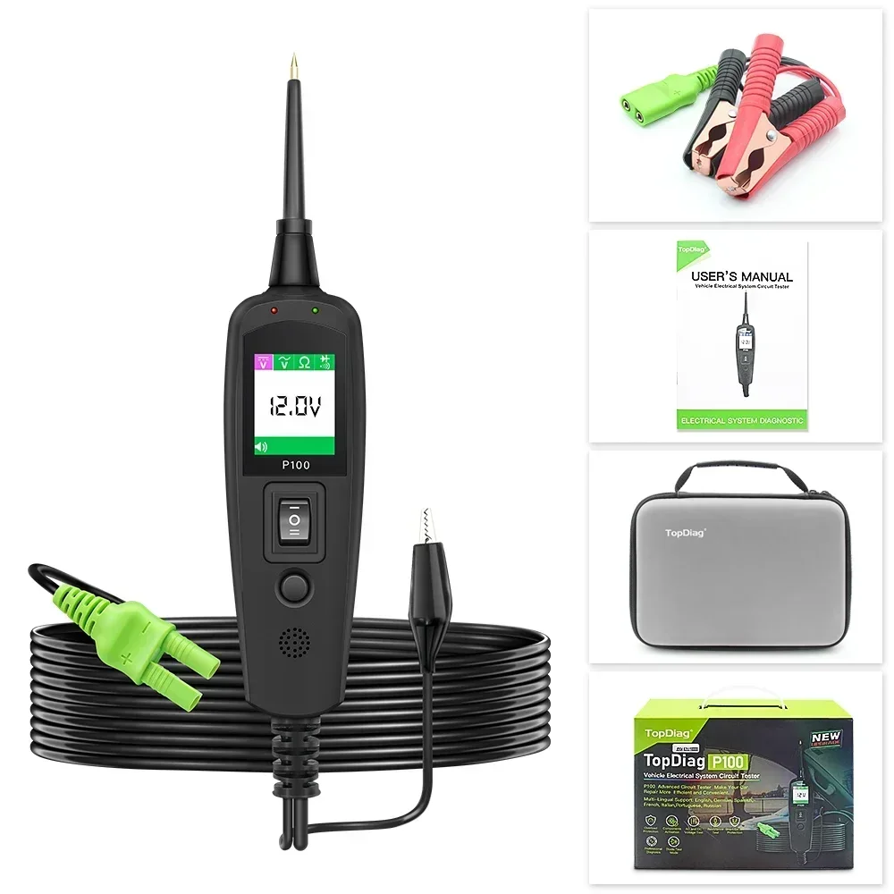 NEW P100 Pro Scanner 12V/24V Car Truck Power Scan Electric Circuit Tester Probe Car Battery Tester Automotive PK PS100 TopDiag