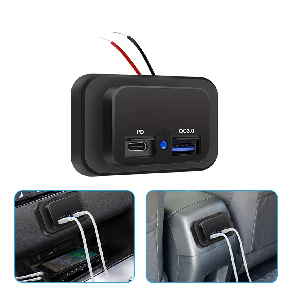 

Модифицированное автомобильное зарядное устройство RV с двумя USB и TypeC, автомобильное зарядное устройство для сверхбыстрой зарядки