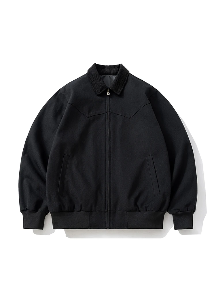 

Loose Fit Baseball Sle Workwear Jaet Pilot Coat ex Autumn Winter Faion Brand Cotton Blend Long Sve Zipper Closure