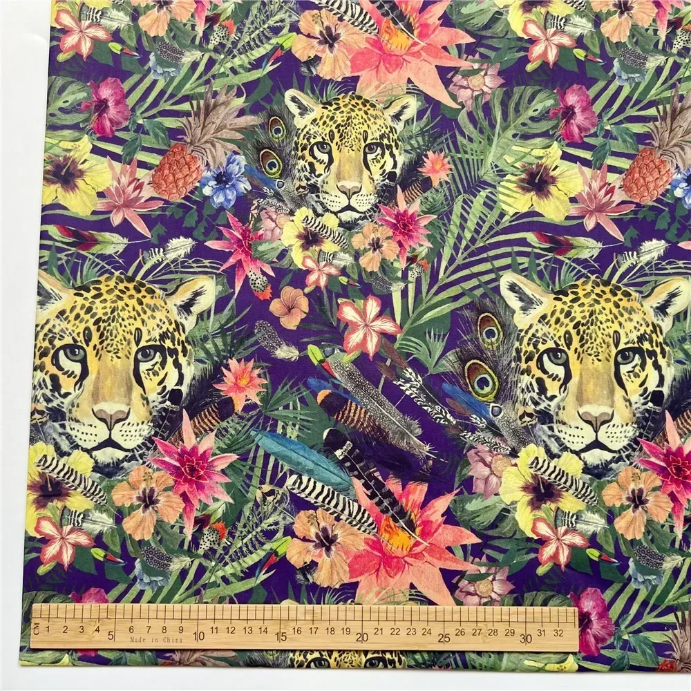 145cm wide summer flower leopard  thin Cotton fabric Patchwork Textile Tissue Home Clothing DIY Cloth Sew Dress clothes Material