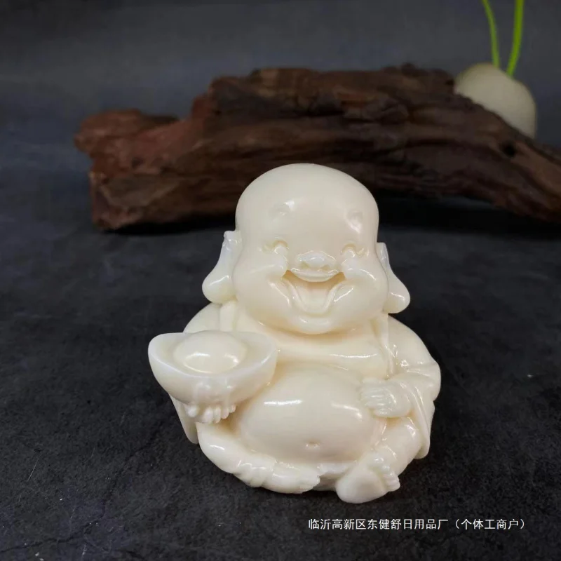 Ivory Nut Maitreya Buddha Heqi Tea Ornaments Desk, Fish Tank Landscape, Submerged Water Small Ornaments Play Yiwen Playing Car