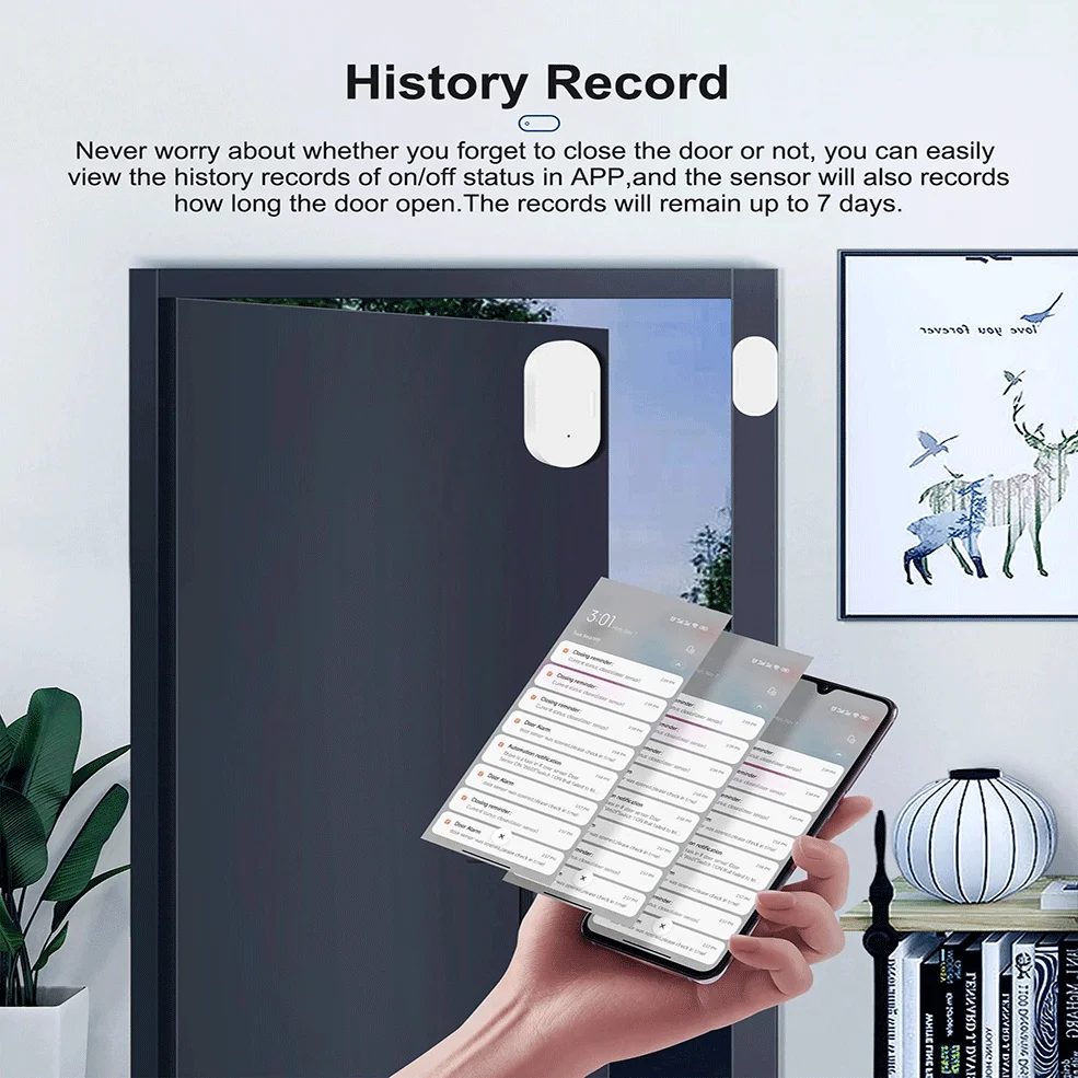 Imagem -05 - Zigbee-sensor de Entrada de Porta Magnética Alarme Aplicativo Tuya Smart Life Trabalhar com Alexa Google Home Need For Gateway