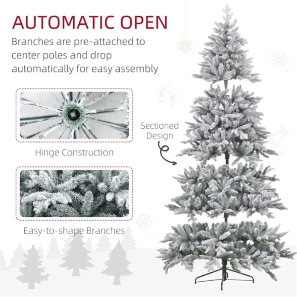 The branches mimic appearance of a real tree, and  snowflake flocking design enhances the beauty of the winter festival