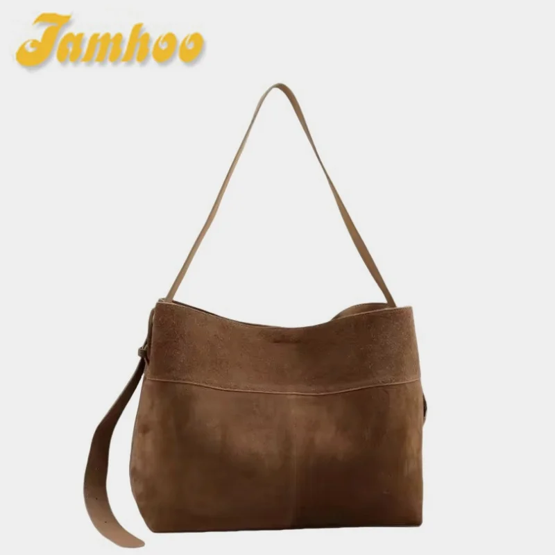 Jamhoo New Winter Matte Suede Leather Women Tote Retro High-end Warm Color Female Shoulder Bag Large Commute Travel Handbag