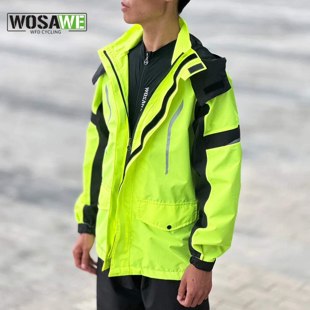 WOSAWE Waterproof Cycling Jersey Long Sleeve Raincoat Wind Rain Coat Windproof Bicycle Clothing MTB Men Women Bike Jacket