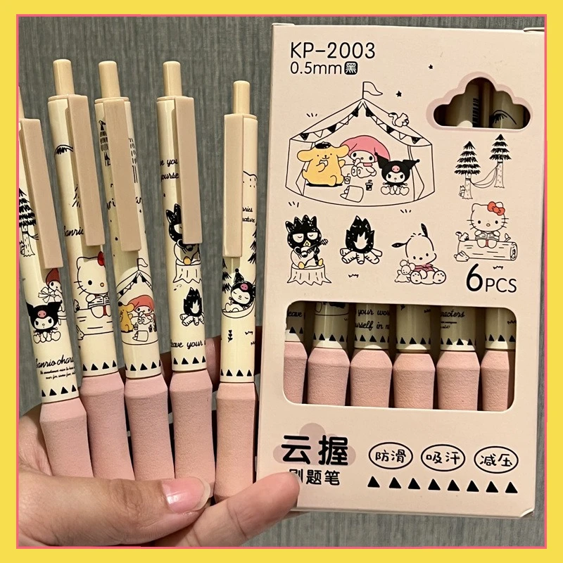 

New Sanrio Kuromi 0.5mm Gel Pens Set Cute Kawaii Press Gel Pen Cartoon School Hello Kitty Student Stationery Supplies Best Gift