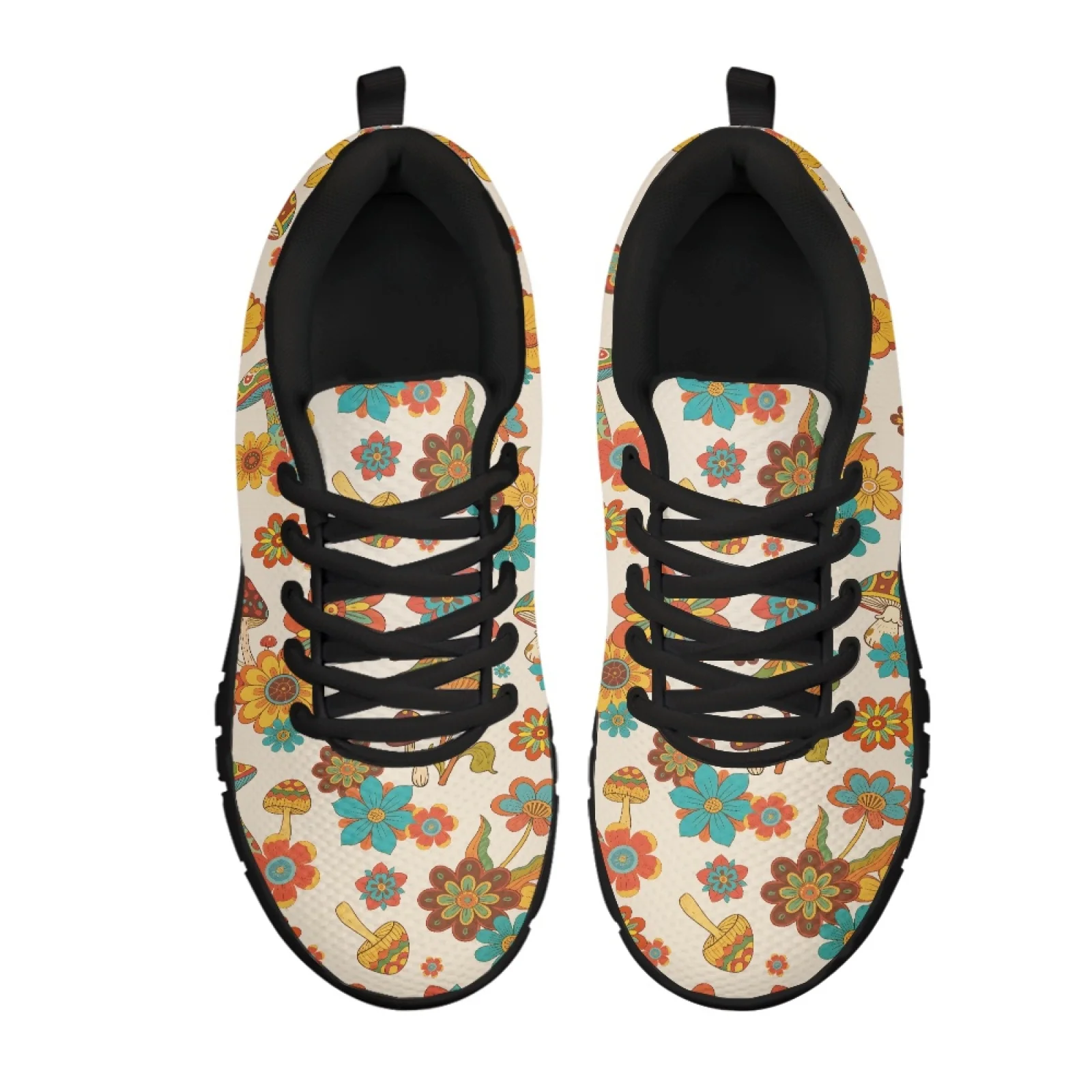 Coloranimal Retro Mushroom Men Walking Shoes for Women Who Stand All Day Wear-Resistant Athletic Work Shoes for Outdoor