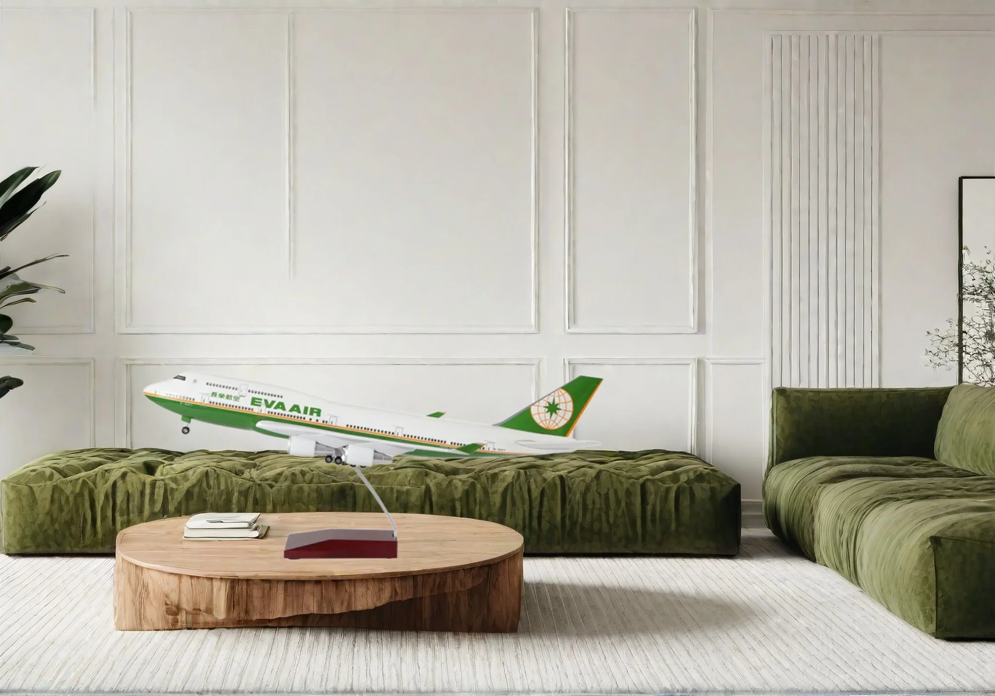 

Toy Airplane B747 Aircraft Model Taiwan EVA AIR Model 1/150 Scale 47CM Plastic Resin Plane Office Decor W Light and Wheel Landin