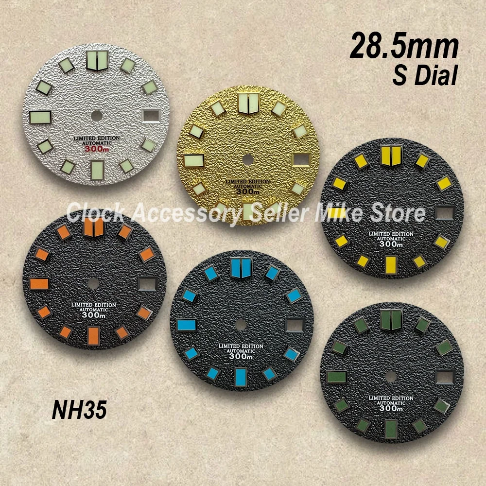 28.5mm Meteorite Diving S Dial Suitable For NH35/NH36 Movement Green/No Luminous  High Quality  Watch Modification Accessories