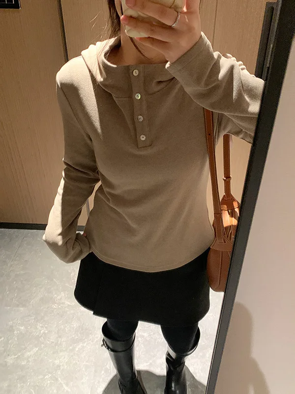

Soft Micro Loose Hoodie Women's Thiened Double-sided Fce 320g Winter Casual Sle Pure Color Long Sve Sweatirt