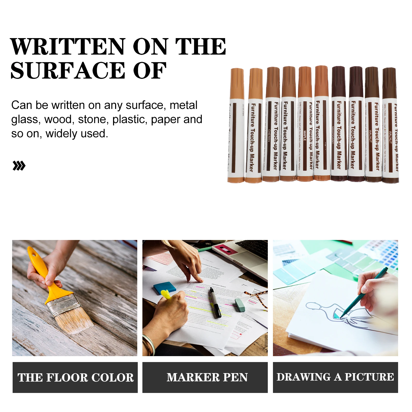 

10Pcs Furniture Repair Pen Portable Multi-Function Painting Marker with High Waterproof Ink for Metal Wood Ceramic Paper