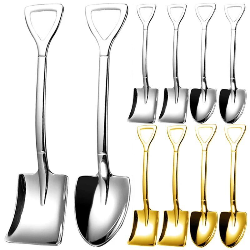 Set da 4 pezzi pala e cucchiai a punta in acciaio inossidabile cucchiaino da tè per caffè gelato punta da Dessert scoop posate Set da tavola utensili da cucina