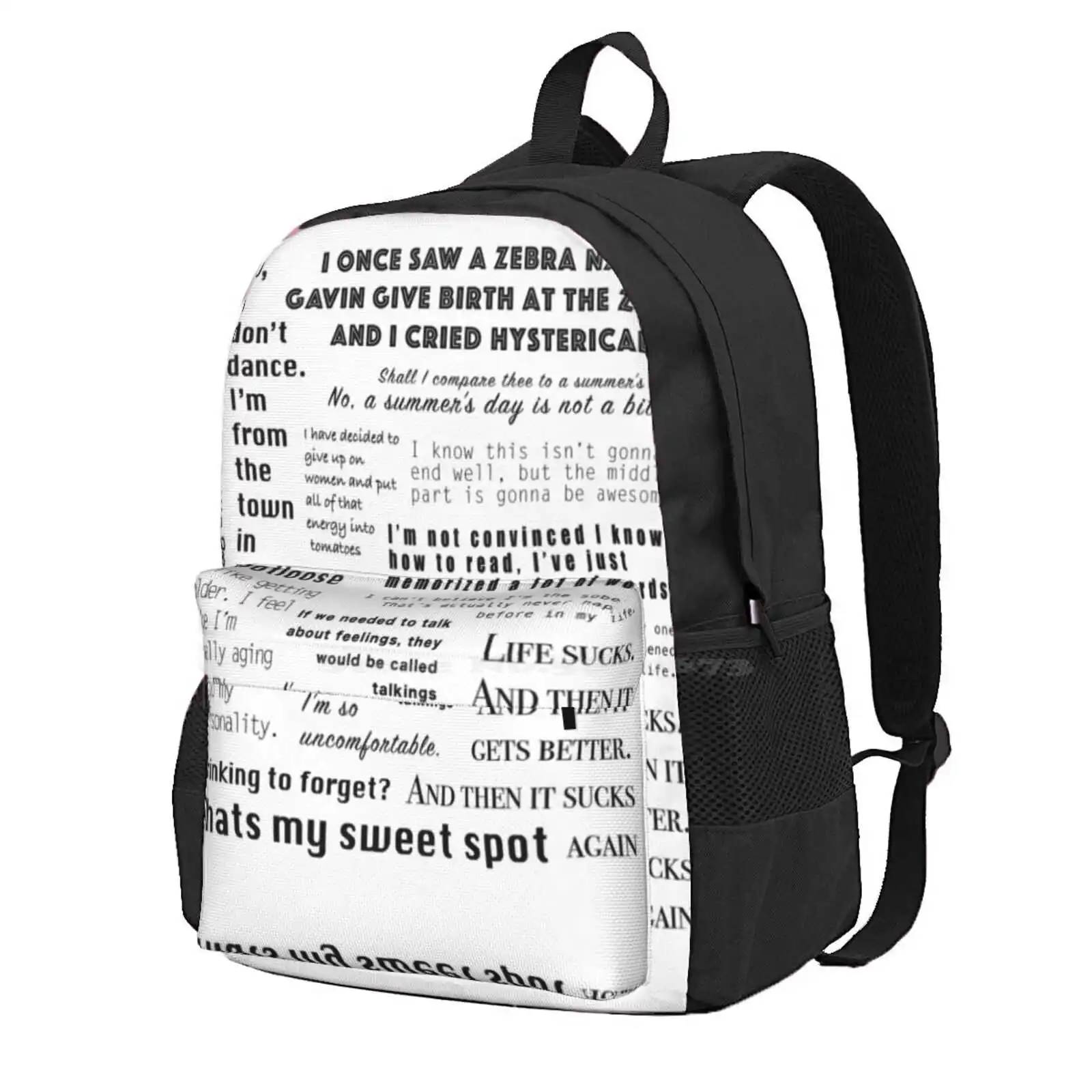 

New Girl Nick Miller Quotes Hot Sale Schoolbag Backpack Fashion Bags New Girl Nick Miller Simple Text Funny Quotes