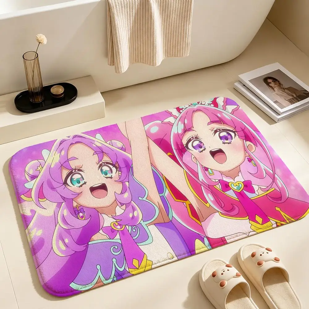 Anime Heart Catch PrecureS Floor Mat Soft Non-Slip Floor Mat Absorbent Bath Mat Bedside Carpet Home Doormat