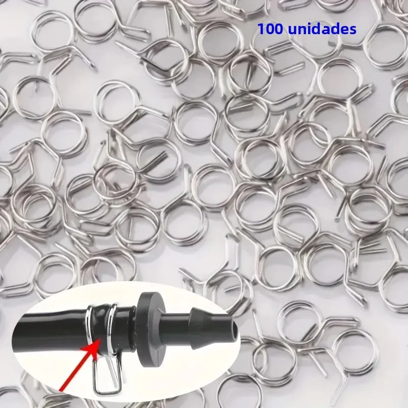Clipes de irrigação de aço inoxidável, 100 peças, 1/4 polegadas, conectores de mangueira à prova de ferrugem, kit de reparo de vazamento de fazenda para jardim
