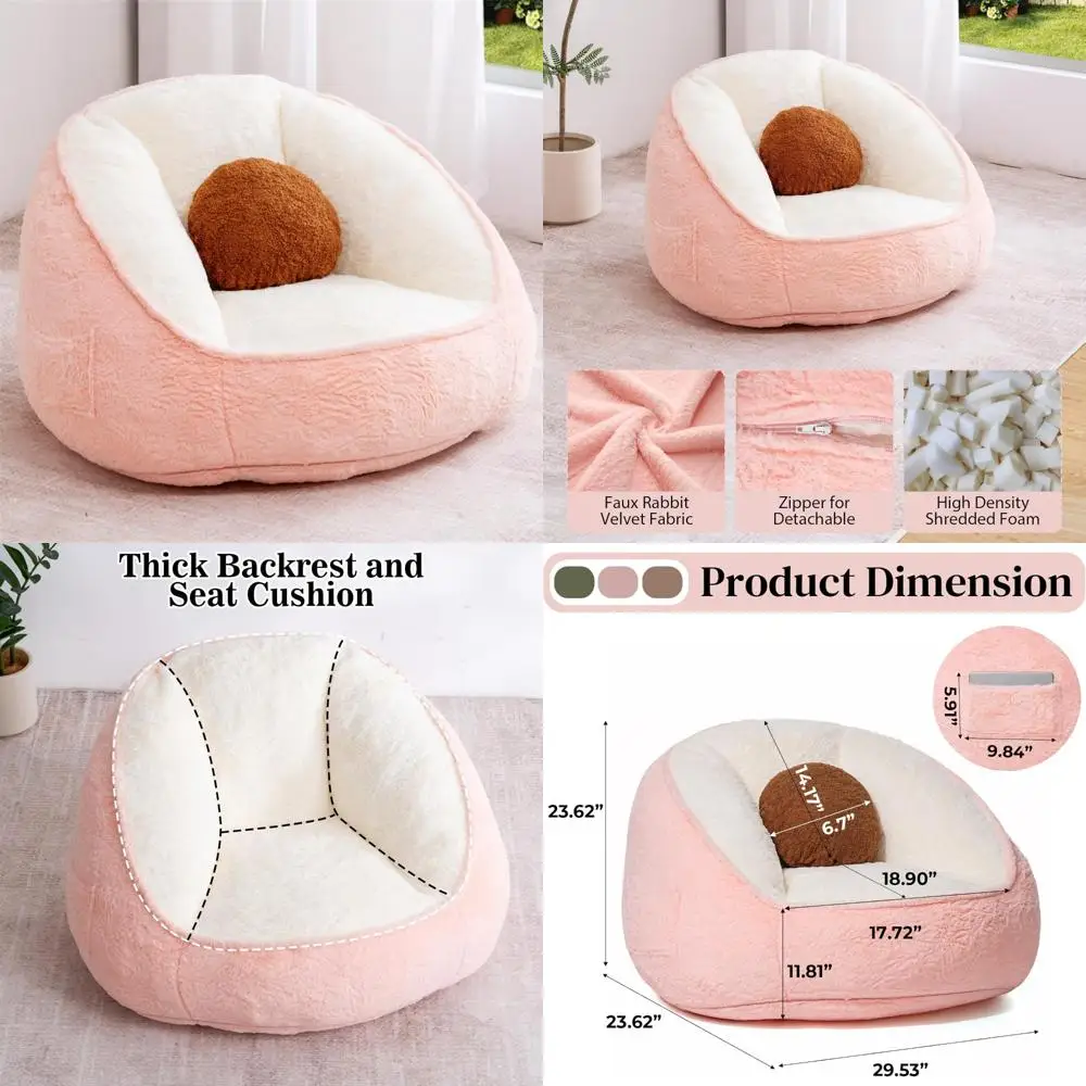 

Medium Size Comfy Faux Fur Bean Bag Chair with Back Support for Adults and Kids, Ideal for Lazy Relaxation on the Floor