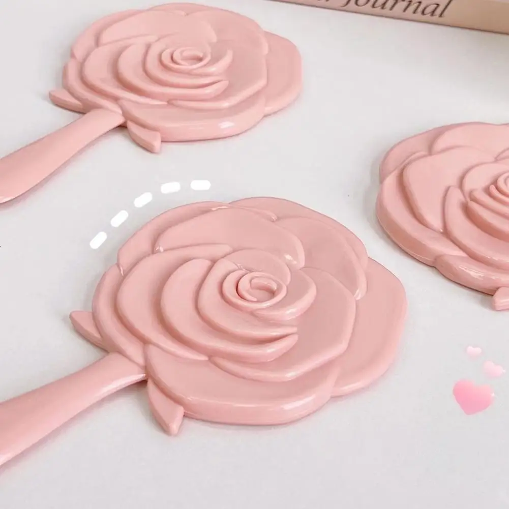 Retro Rose Flower Shape 3D Stereo Cosmetic Makeup Compact Mirror 4 Colors Choose Hand Mirror Compact Mirror Christmas Gifts 1PCS