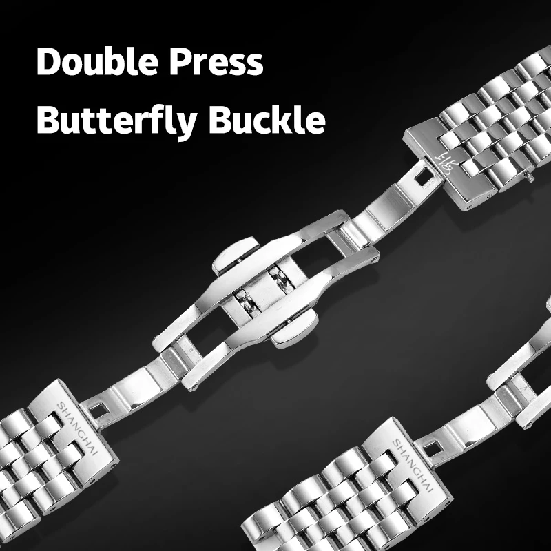 شنغهاي ساعة رجالية ساعة ميكانيكية أوتوماتيكية ماركة فاخرة موضة الياقوت حزام معدني تقويم مزدوج ساعة مقاومة للماء 3085