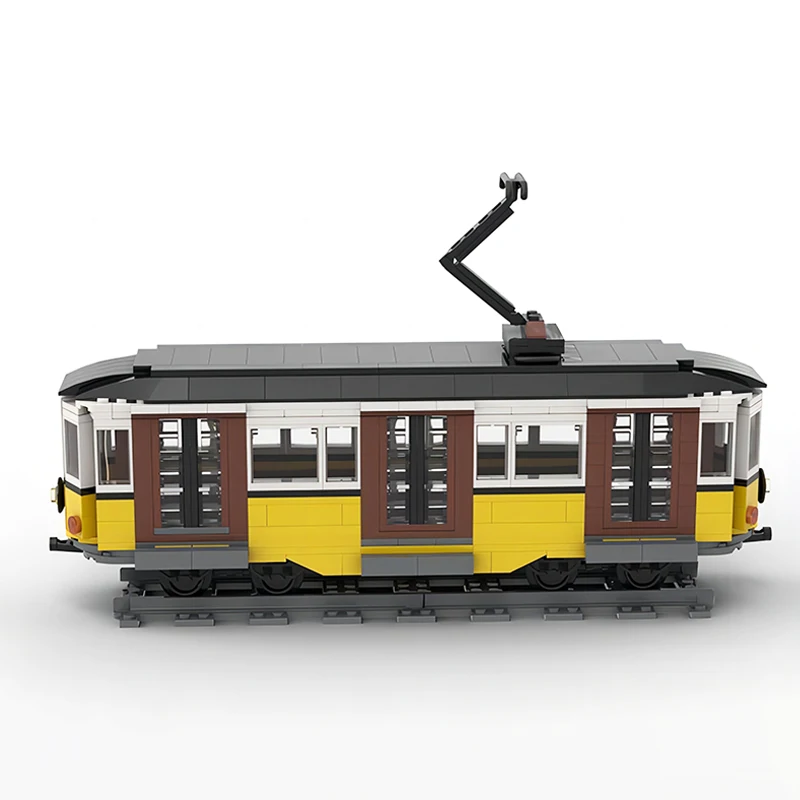 MOC Urban Retro Railway Tracks Train Typical Milanese Tram DIY Building Blocks Technology Model Creative Kids Bricks Toys Gifts