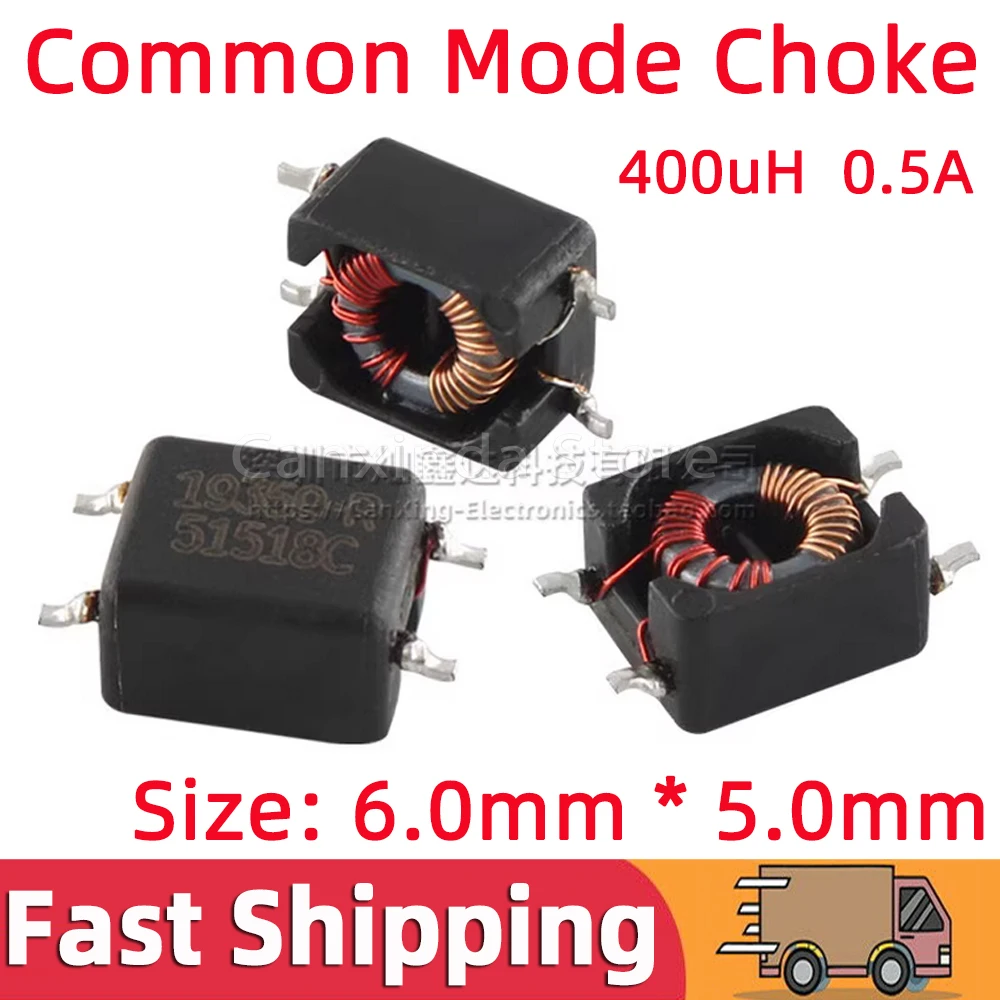 5pcs SMD Common Mode Choke Coil Inductor Filter Inductance 400uH 0.5A Inductor Switching Power Supply Magnetic 19359-R 19359 R