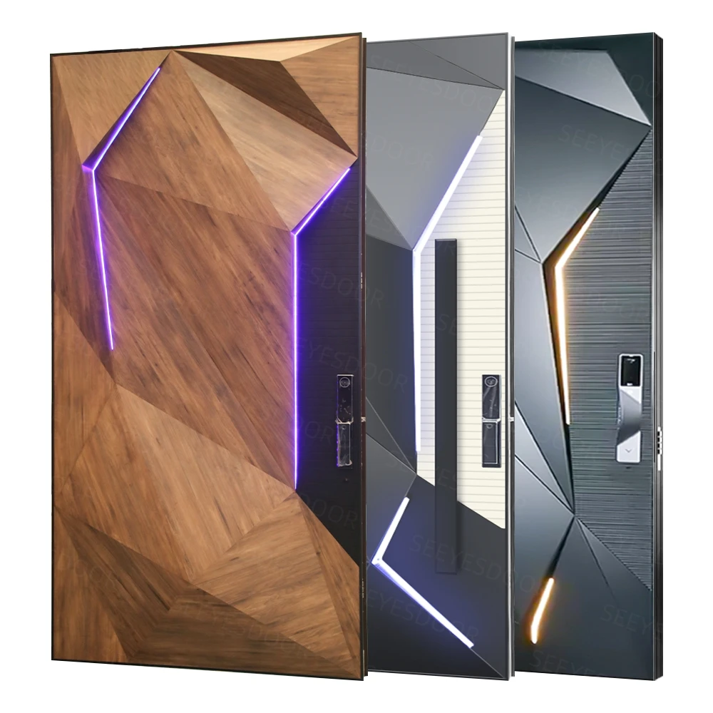 

Customized Size Manufacturer Custom Main Entry Front Door Entrance Metal Cast Aluminium Modern Security Pivot Door Exterior