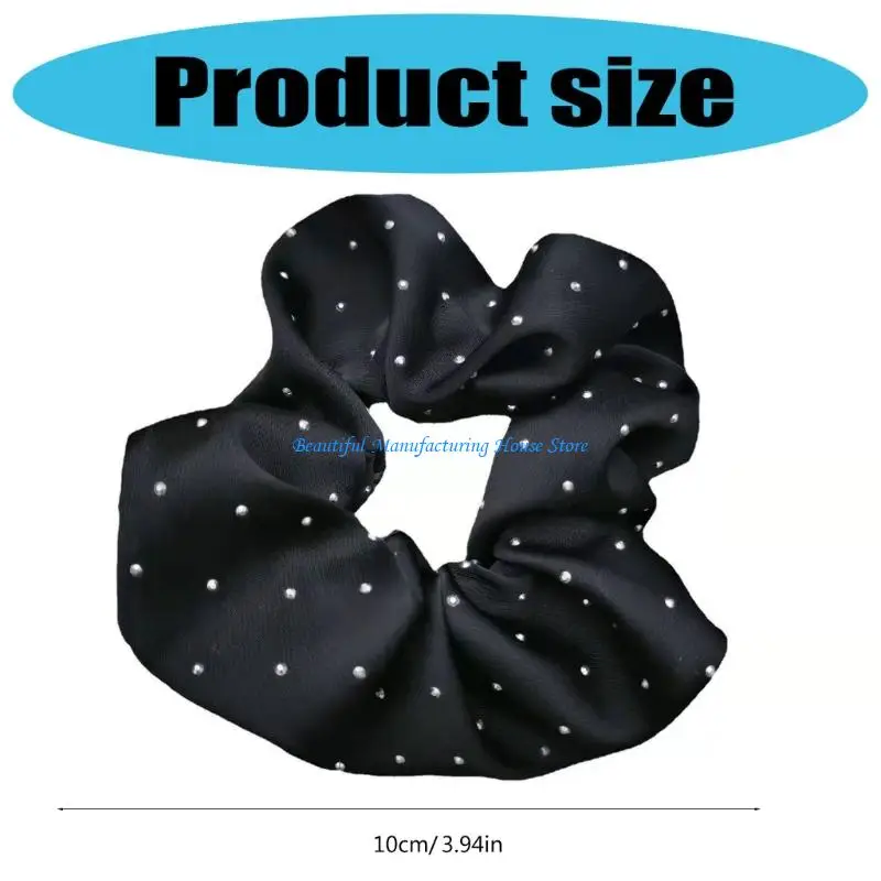 E56A 3PCS Decorative Scrunchies Gentle on Hair Sparkling Rhinestones Hair Accessories