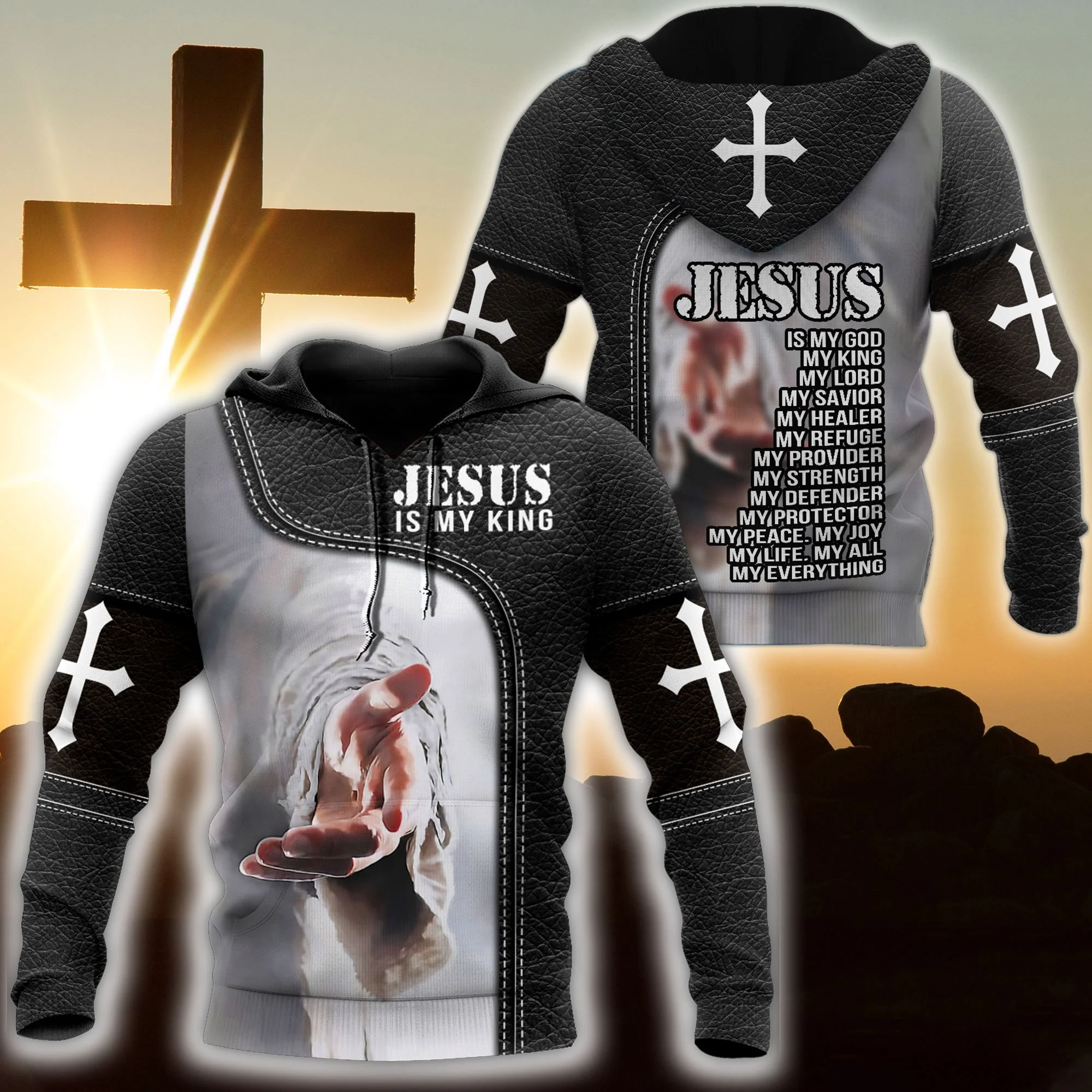 Men's Hoodie Knights 3D Print Jesus Cross God Autumn And Winter Casual Long Sleeve for Men New Arrival 2024 Fashion Streetwear