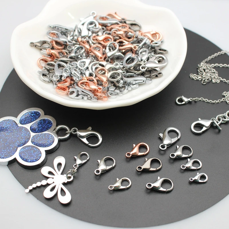 50 Stück/Lot Metallbeschichtete Karabinerhaken Bunte Legierungsverbinder für DIY Armband Halskette Ornamentherstellung Kettenzubehör – Detail 3