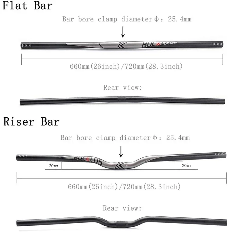 BUCKLOS 31.8mm MTB Handlebar 660mm 720mm 760mm Mountain Bike Handlebar 25.4mm Ultralight Aluminum Handlebar Bicycle Accessories