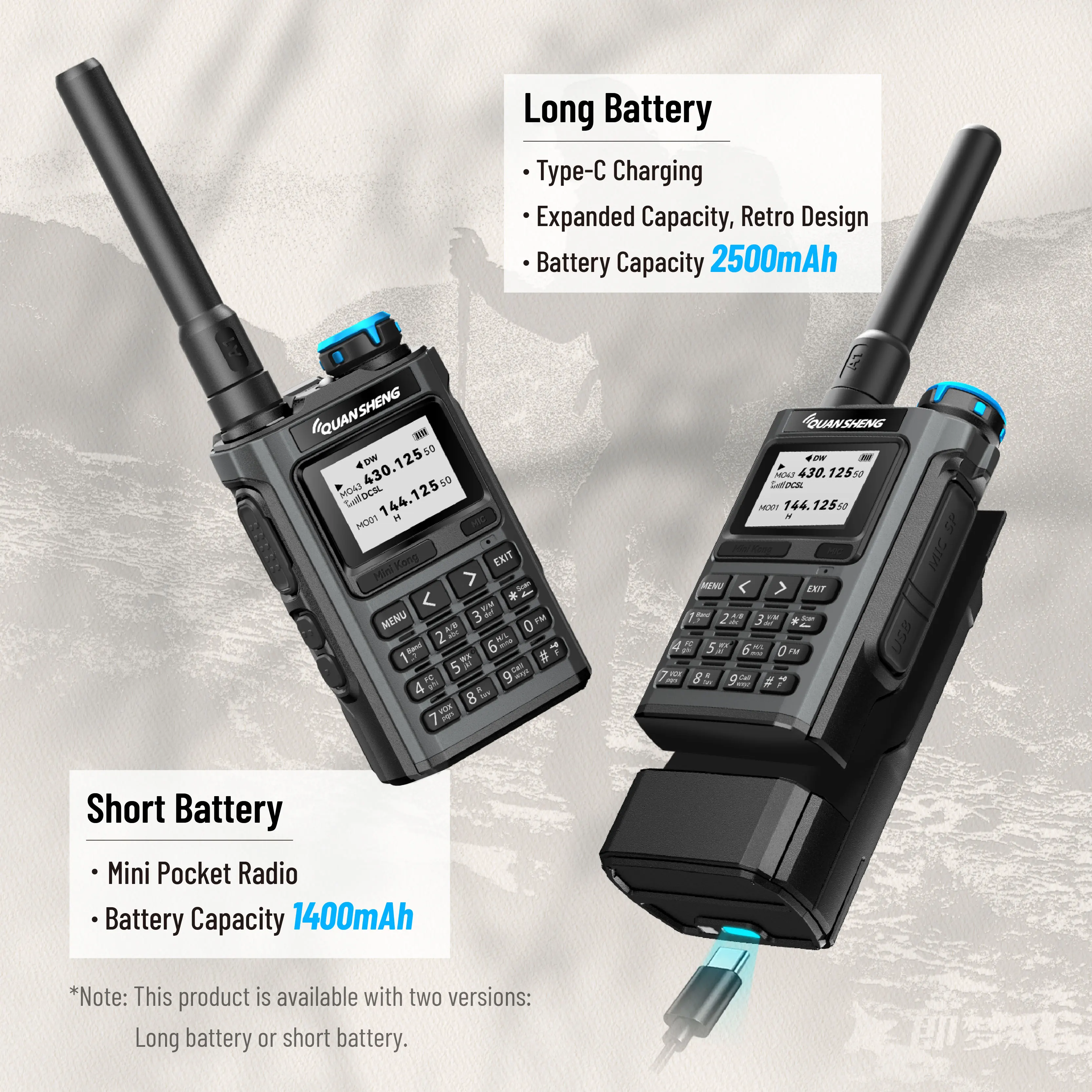 1/2PCS Quansheng UV-K1 Mini Walkie Talkie 2MB Flash Type-C Charger Programming AM/FM Multi-Band Long Range For K5 K6 Ham Radio