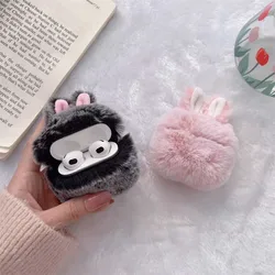 Cute Soft Fluffy Plush Rabbit Ear Hand Warmer Silicone Wireless Bluetooth Earphone Case For AirPods pro 3 for AirPods