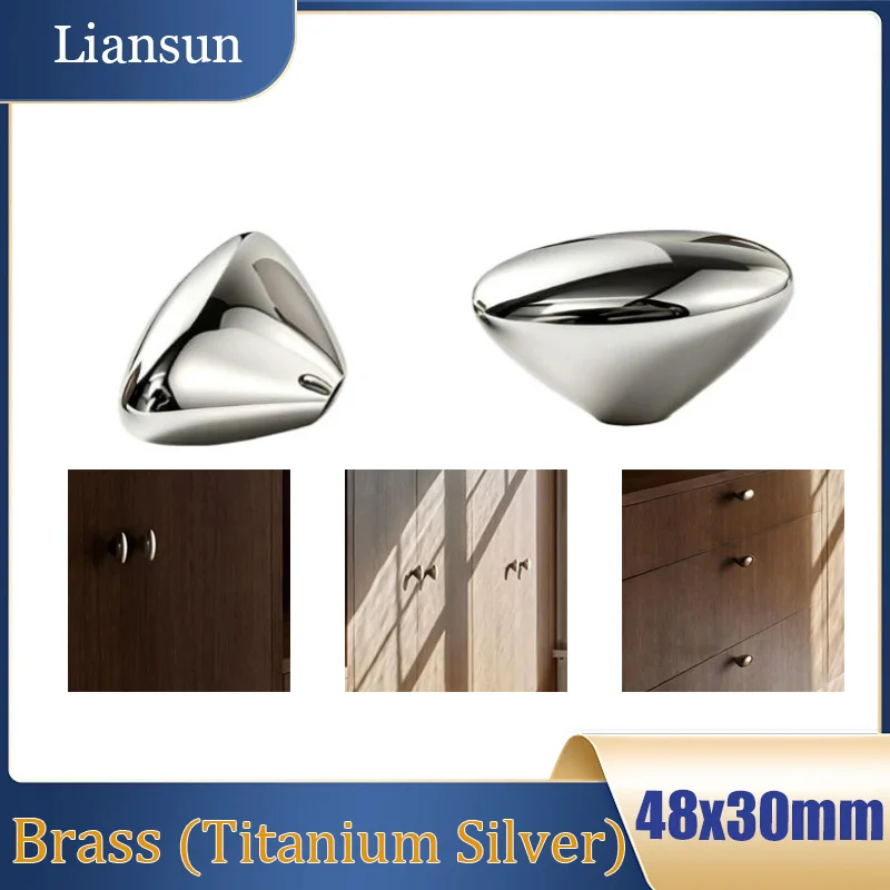 1/2/4PCS Modern Solid Titanium Silver Single Hole Wardrobe Door Handle Brass Kitchen Cabinet Drawer Handle Mushroom Head Handle
