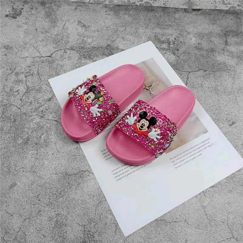 Cartoon Mickey Mouse Baby Shoes For Girls Children Lovely Cartoon Princess Flat Kid Beach Home Shoes Inside and Outside Slippers