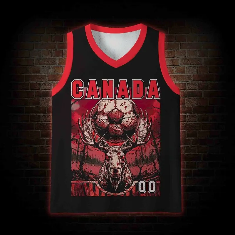 2026 Sommer Kanadischer Dark-Style Fußball Sport T-Shirt Atmungsaktives Gym Locker Sitzendes Ärmelloses Oberteil für Erwachsene und Kinder Lässiges Tanktop
