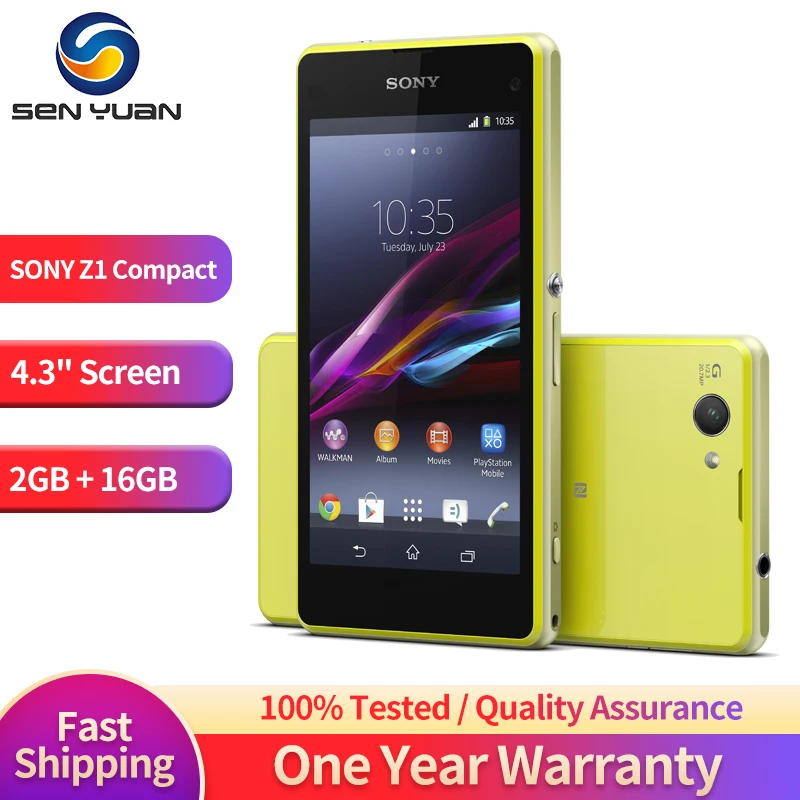 

Sony Xperia Z1 Compact D5503 Android 2GB RAM 4.3" 20.7MP 3G/4G Quad-Core WIFI GPS 16GB Storage z1 compact Mobile phone