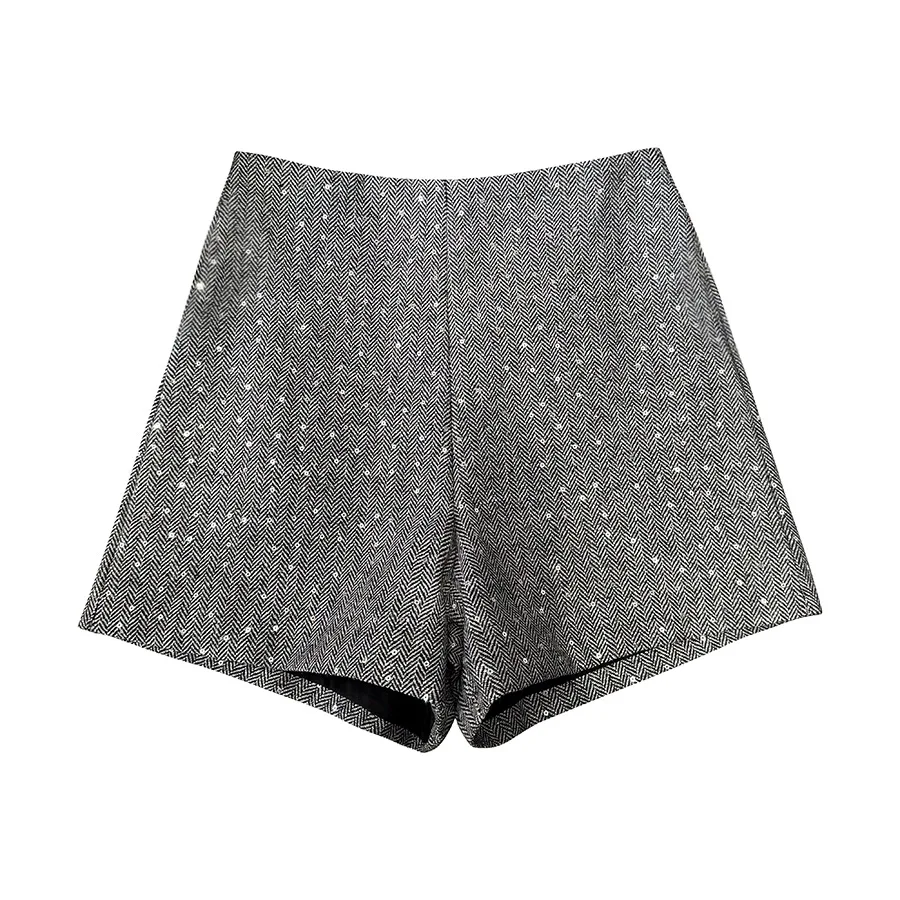 

Grey Sequins Shorts for Women Loose Fitting High Waisted Casual Slimming Wide Leg SHort Pants A-line Boots Shorts