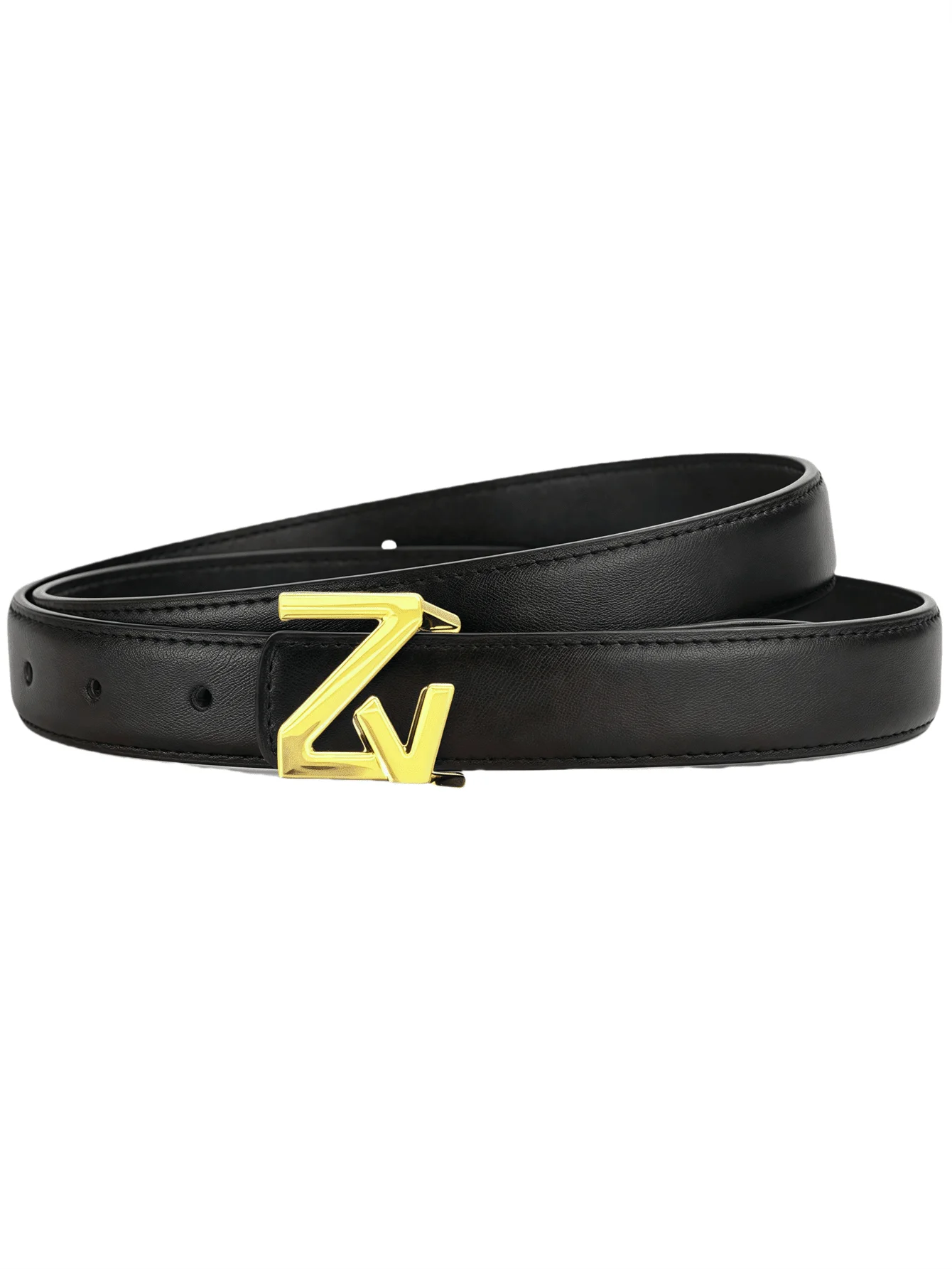 1pc women's leather belt with Zv letter alloy smooth buckle, can be matched with jeans, a good gift for Mother's Day, Valentine'
