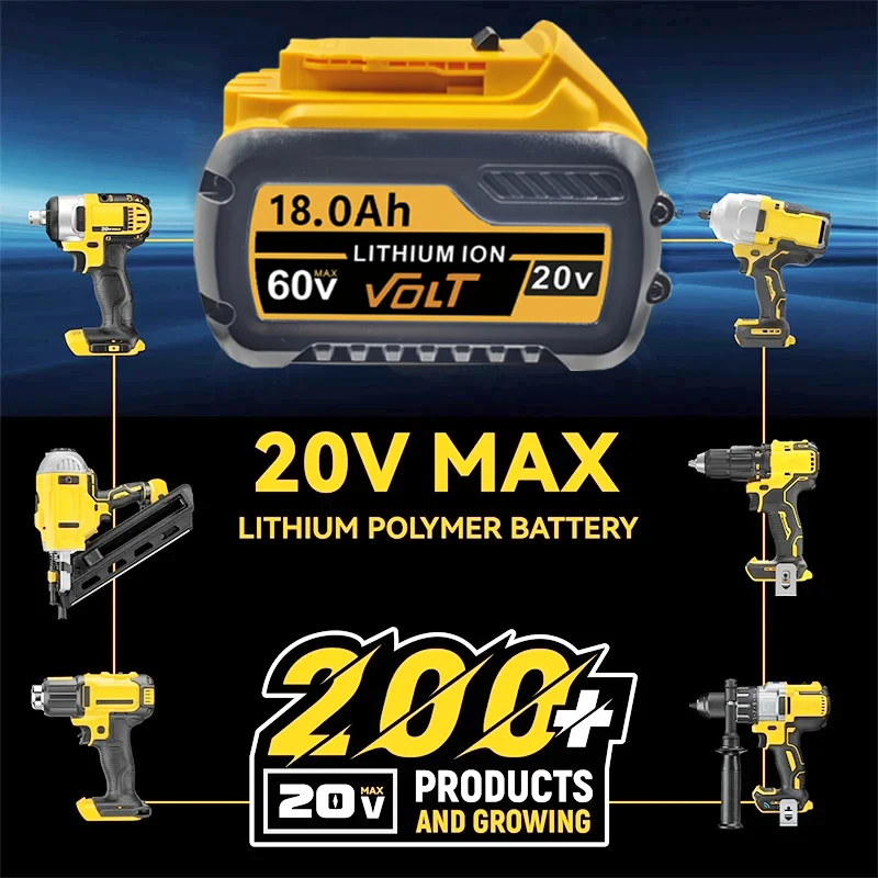 Nová 100% originální baterie DCB200 20V pro elektrické nářadí Dewalt DCB609 60V baterie 18,0 Ah DCB205 DCB206 - náhled 6