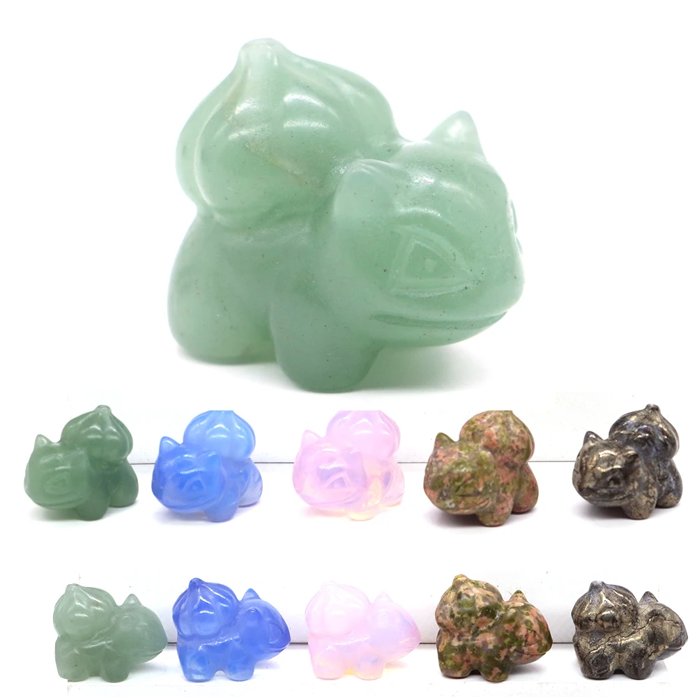 30mm Mini Cartoon Frog Statue Natural Stones Carved Ornament Healing Crystals Gemstones Figurine Room Desktop Decor Birthday Gif