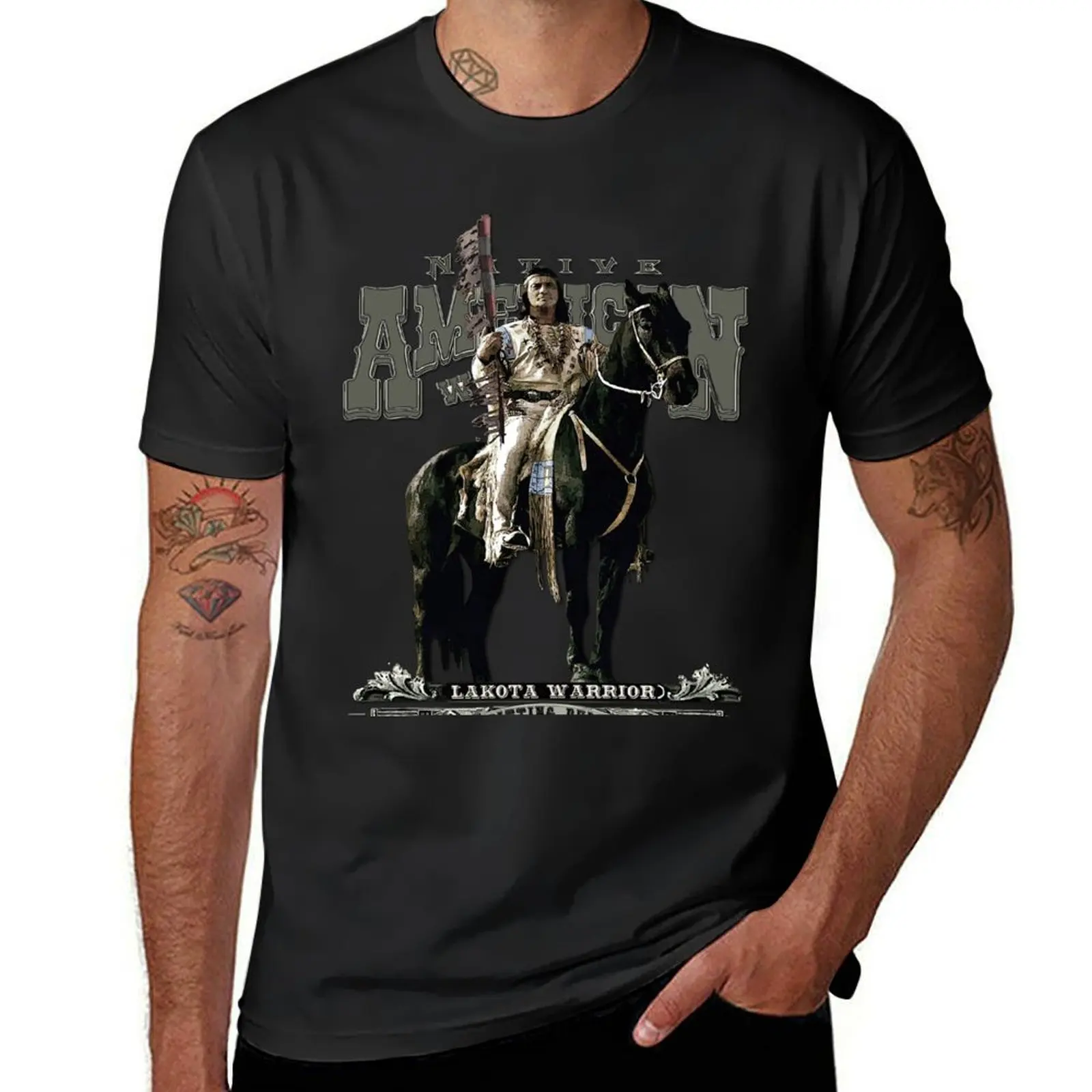 Sitting Bull - Lakota Warrior T-Shirt funnys plain tees summer clothes Men's t-shirt