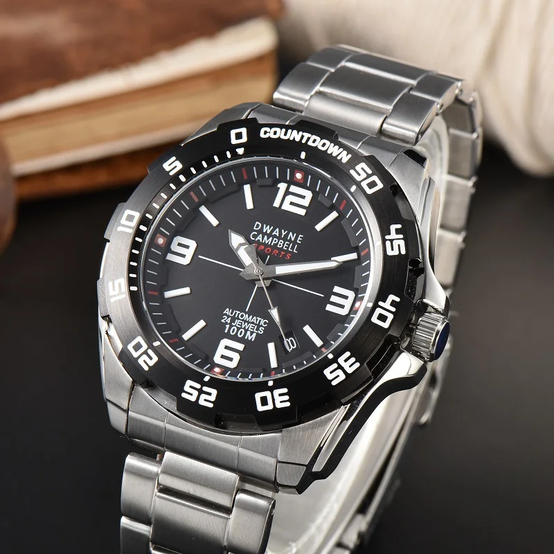 44mm Men SKX007 Watch NH35 NH36 Automatic Mechanical Custom S Logo Waterproof Man Wristwatches Stainless Steel Transparent Back