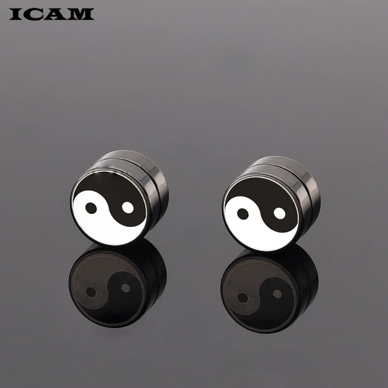 ICAM High Quality Magnetic Stud Earrings For Men 316l Stainless Steel Magnet Taichi Earrings Jewelry for Men and Women