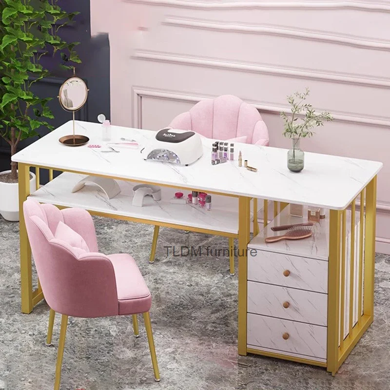 

Pink Prosthetic Manicure Table Living Room Simple Designer Nail Table Aesthetic Women Mesa Manicura Salon Furniture LJ50MT