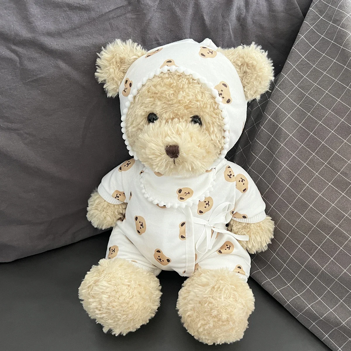 

NEW lovely Bear Plush Toy Doll with baby clothes and hat Teddy Bear Doll Birthday Christmas Gift for children kawaii room decor