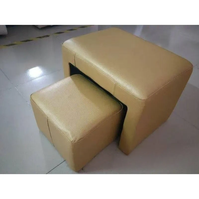 Nested Footstool Set PU Leather Soft Ottoman for Living Room Bedroom Powder Room Apartment Office Space Saving Storage Stool