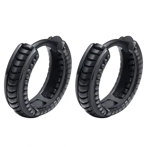 Vnox Stylish Hoop Earrings for Men Boys, Stainless Steel Huggies Earring, Ethnic Punk Rock Male Ear Gifts Jewelry - Image 9