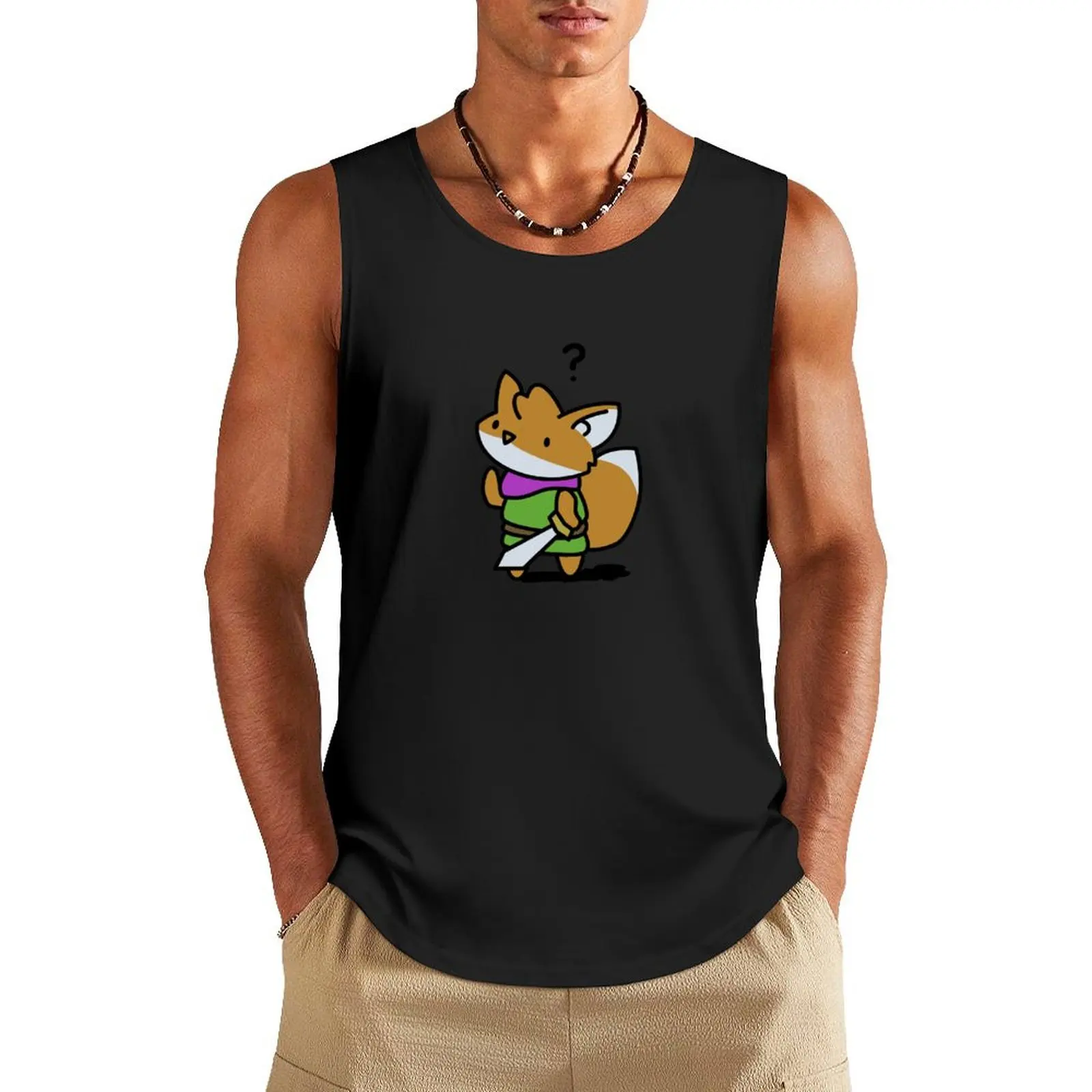 

Tunic Fox Pondering Tank Top Body man anime top clothes for men fitness