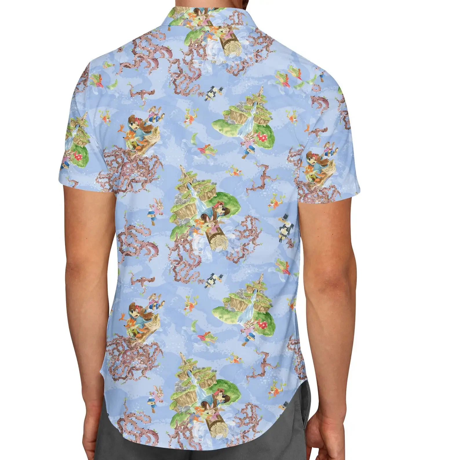 Briar Patch Splash Mountain Disney Inspired Men's Button Down Short-sleeved Shirt Fashion Disney Hawaiian Shirt Harajuku Shirt