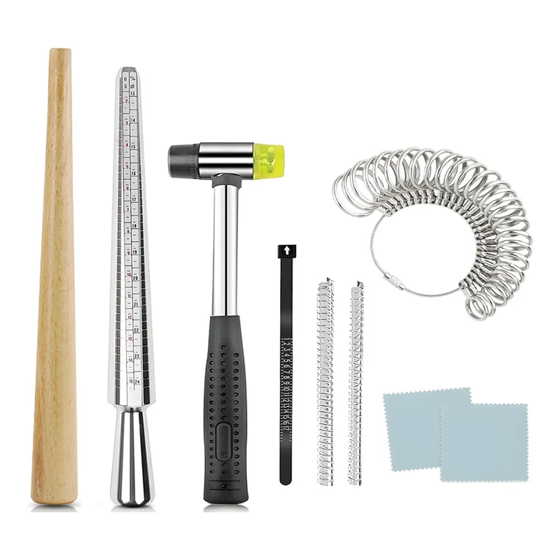 Outil de mesure de la taille de la bague avec centre commercial à bijoux comme indiqué, Kit d'outils de mise en forme de la taille de la bague incurvée