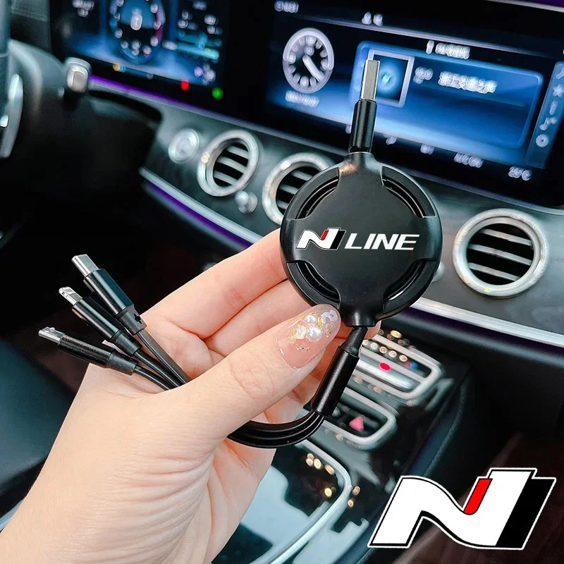 Car 3 In 1 Micro USB Type C Fast Charging Cable Multi Charger For Hyundai N Line i20 i30 Sonata Tucson Azera Elantra Auto